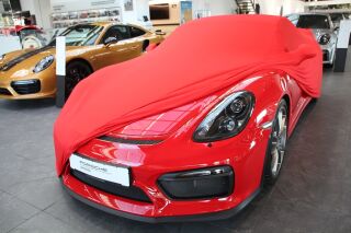 Red AD-Cover ® Stretch with mirror pockets for Porsche Cayman GT4 Typ 982