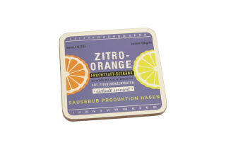 10 x Sausebub Retro Getränkeuntersetzer im Zitro-Orange Design