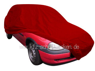 Car-Cover Satin Red mit Spiegeltasche für Opel Corsa B 1995-2001