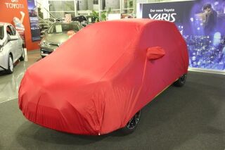 Car-Cover Satin Red mit Spiegeltaschen für Toyota Yaris