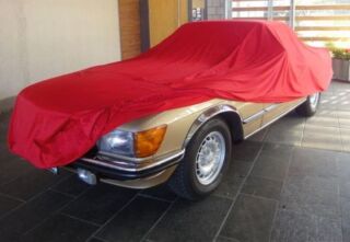 Car-Cover Satin Red ohne Spiegeltaschen für Mercedes SL...