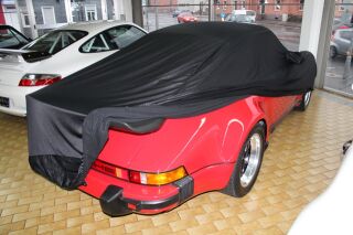 Car-Cover Satin Black  mit Spiegeltaschen für Porsche 911 mit Turbo Flügel