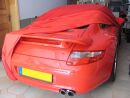 Car-Cover Satin Red mit Spiegeltaschen für Porsche 997