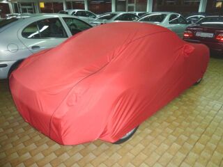 Car-Cover Satin Red mit Spiegeltaschen für Porsche Cayman