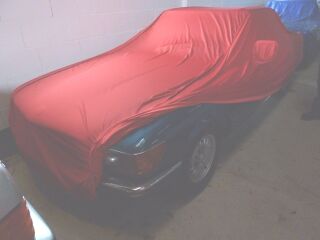 Car-Cover Satin Red mit Spiegeltaschen für Mercedes SL/C...
