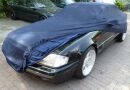 Car-Cover Satin Blau mit Spiegeltaschen für Mercedes...