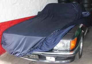 Car-Cover Satin Blau mit Spiegeltaschen für Mercedes SL R107