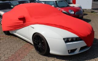 Red AD-Cover ® Mikrokontur with mirror pockets for Alfa Romeo Spider ab 2006