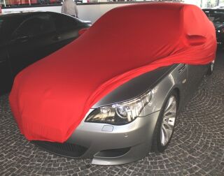 Red AD-Cover ® Mikrokontur with mirror pockets for BMW 5er (E60 / E61)  ab Bj.04