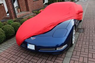 Red AD-Cover ® Mikrokontur with mirror pockets for Chevrolet Corvette C5