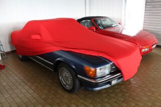 Vollgarage Mikrokontur® Rot mit Spiegeltaschen für Mercedes SL Cabriolet R107