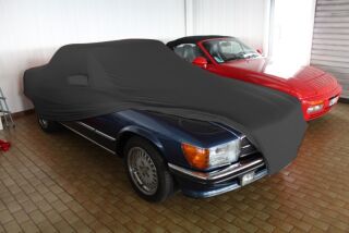 Vollgarage Mikrokontur® Schwarz mit Spiegeltaschen für Mercedes SL Cabriolet R107