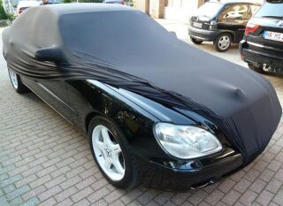 Black AD-Cover ® Mikrokuntur with mirror pockets for Mercedes S-Klasse W220