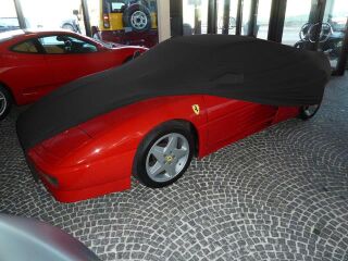 Black AD-Cover ® Mikrokuntur with mirror pockets for Ferrari 348