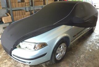 Black AD-Cover ® Mikrokuntur with mirror pockets for Renault Laguna