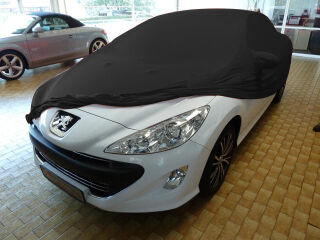 Black AD-Cover ® Mikrokuntur with mirror pockets for Peugeot 308cc