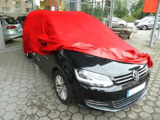Car-Cover Satin Red mit Spiegeltaschen für VW Sharan II