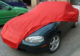 Car-Cover Satin Red mit Spiegeltaschen für Mazda MX 5...