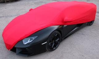 Red AD-Cover ® Stretch with mirror pockets for Lamborghini Aventador