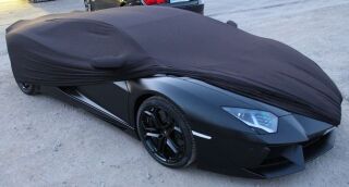Black AD-Cover ® Mikrokuntur with mirror pockets for Lamborghini Aventador