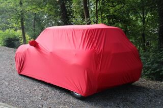 Maßgeschneiderte Vollgarage Satin Red mit Spiegeltaschen für BMW Mini
