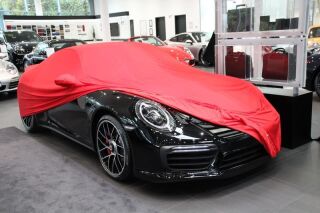 Car-Cover Satin Red mit Spiegeltaschen für Porsche 991