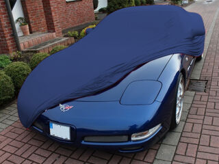 Blue AD-Cover ® Mikrokontur with mirror pockets for Chevrolet Corvette C5
