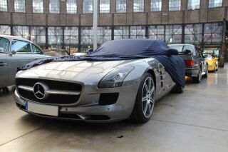 Blue AD-Cover ® Mikrokontur with mirror pockets for Mercedes-Benz SLS