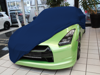 Blue AD-Cover ® Mikrokontur with mirror pockets for Nissan GTR