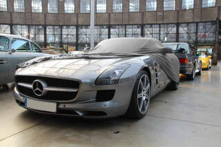 Grey AD-Cover ® Mikrokuntur with mirror pockets for Mercedes-Benz SLS