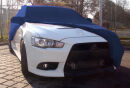 Blaues AD-Cover® Mikrokontur mit Spiegeltaschen für  Mitsubishi Lancer Sport Limousine